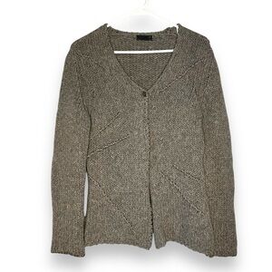 Iceberg Virgin Wool Sweater Size Medium Button Down Vneck Knit Gray